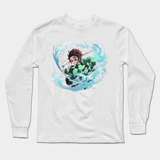 DEMON SLAYER WATER RAGE Long Sleeve T-Shirt by Drank